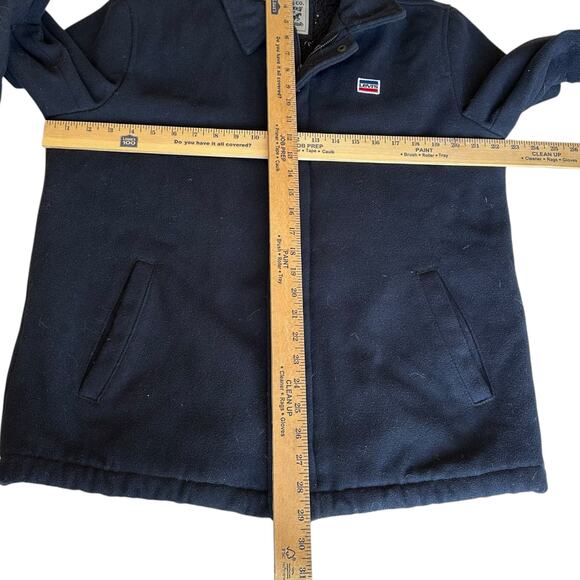 Mens Coat Size Medium Fleece Lined Levi Black - Picture 2 of 8